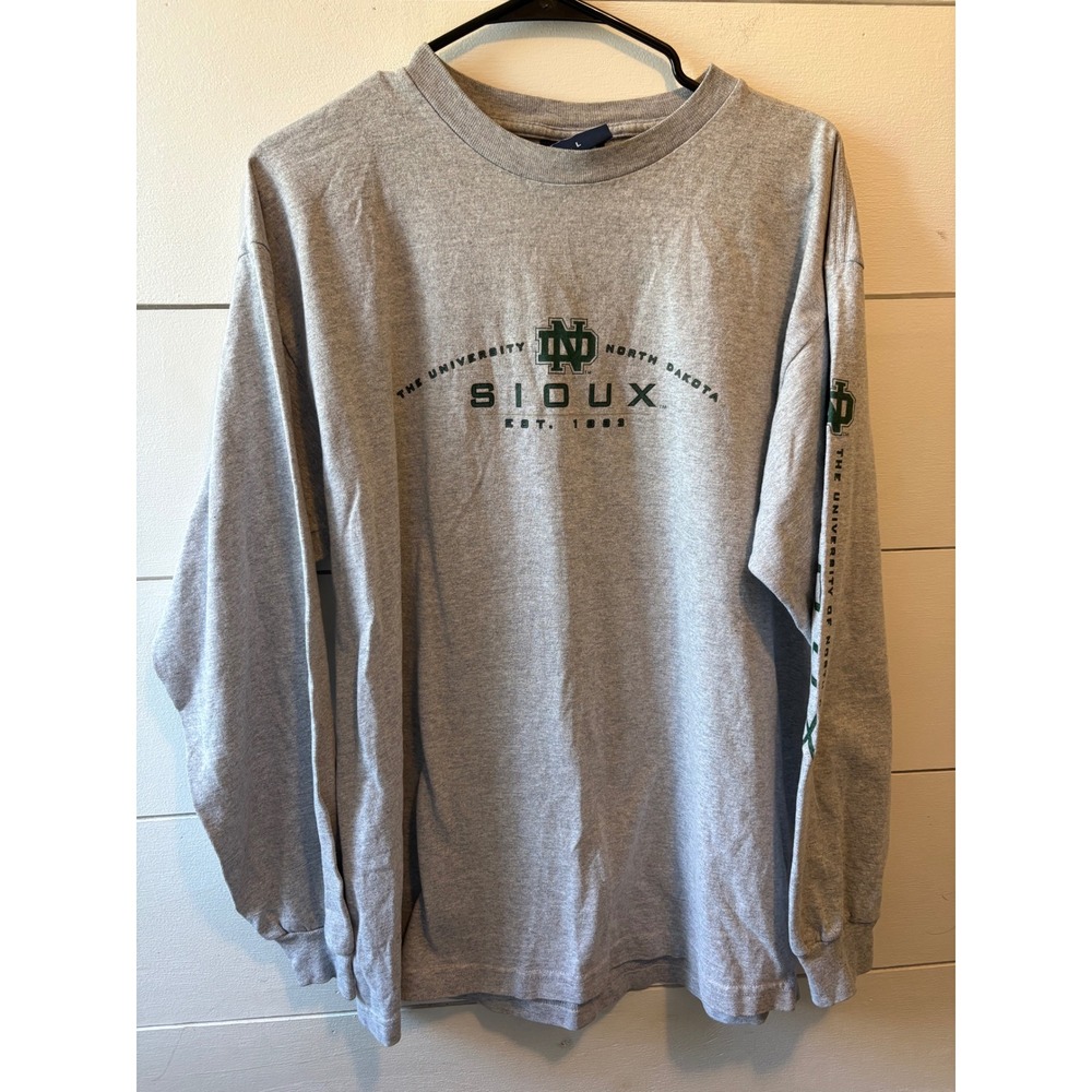Jansport University of North Dakota Sioux Long Sleeve Shirt Mens Large Gray UND